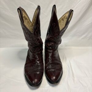 Boulet Mens 10 Wide Cowboy Western Boots Black Cherry Oxblood Red Made in Canada